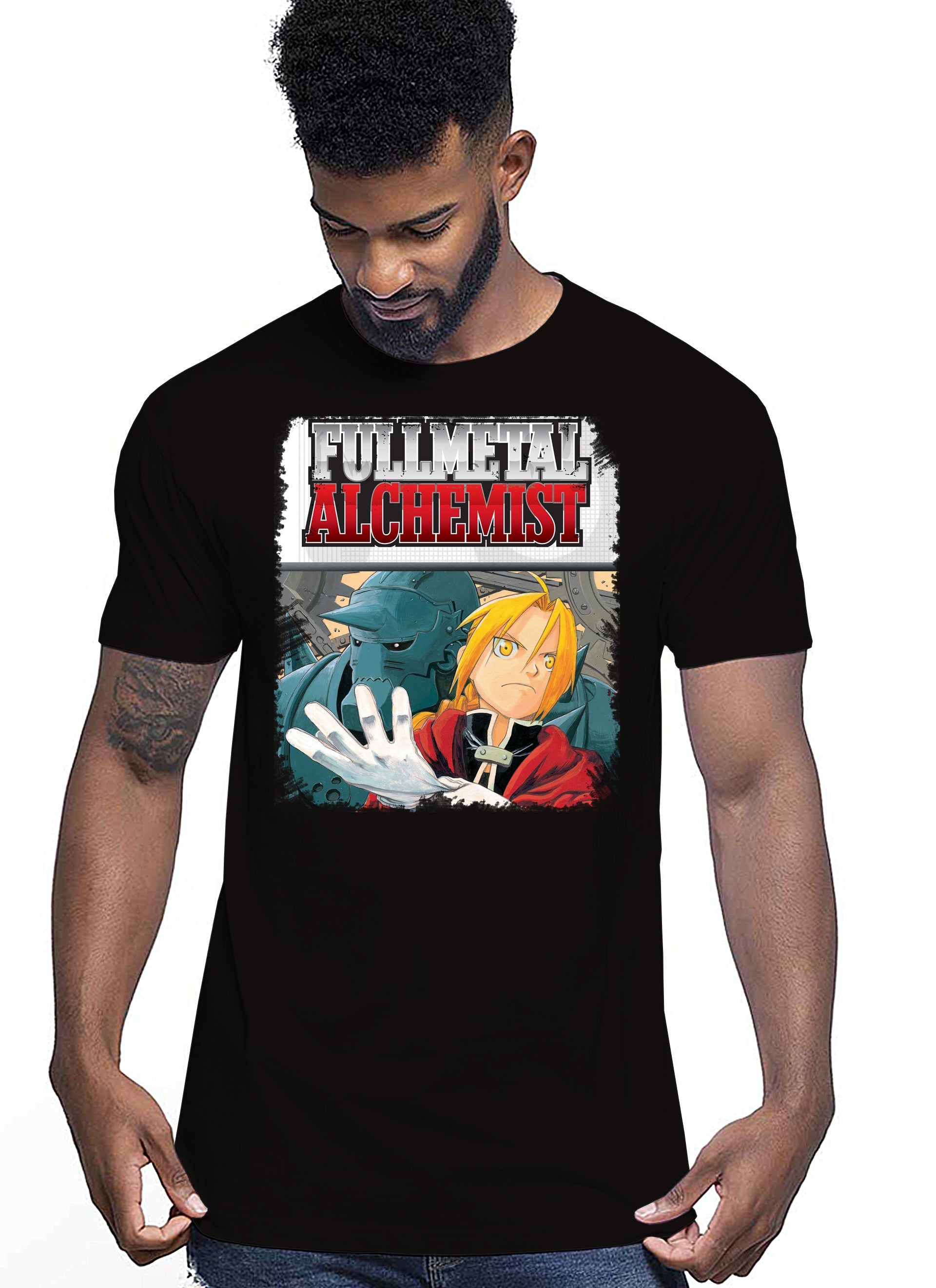 Fullmetal Alchemist Manga Anime Fumetti 6014-3 T-shirt Urban Men Uomo 100% Cotone Pettinato JK-1
