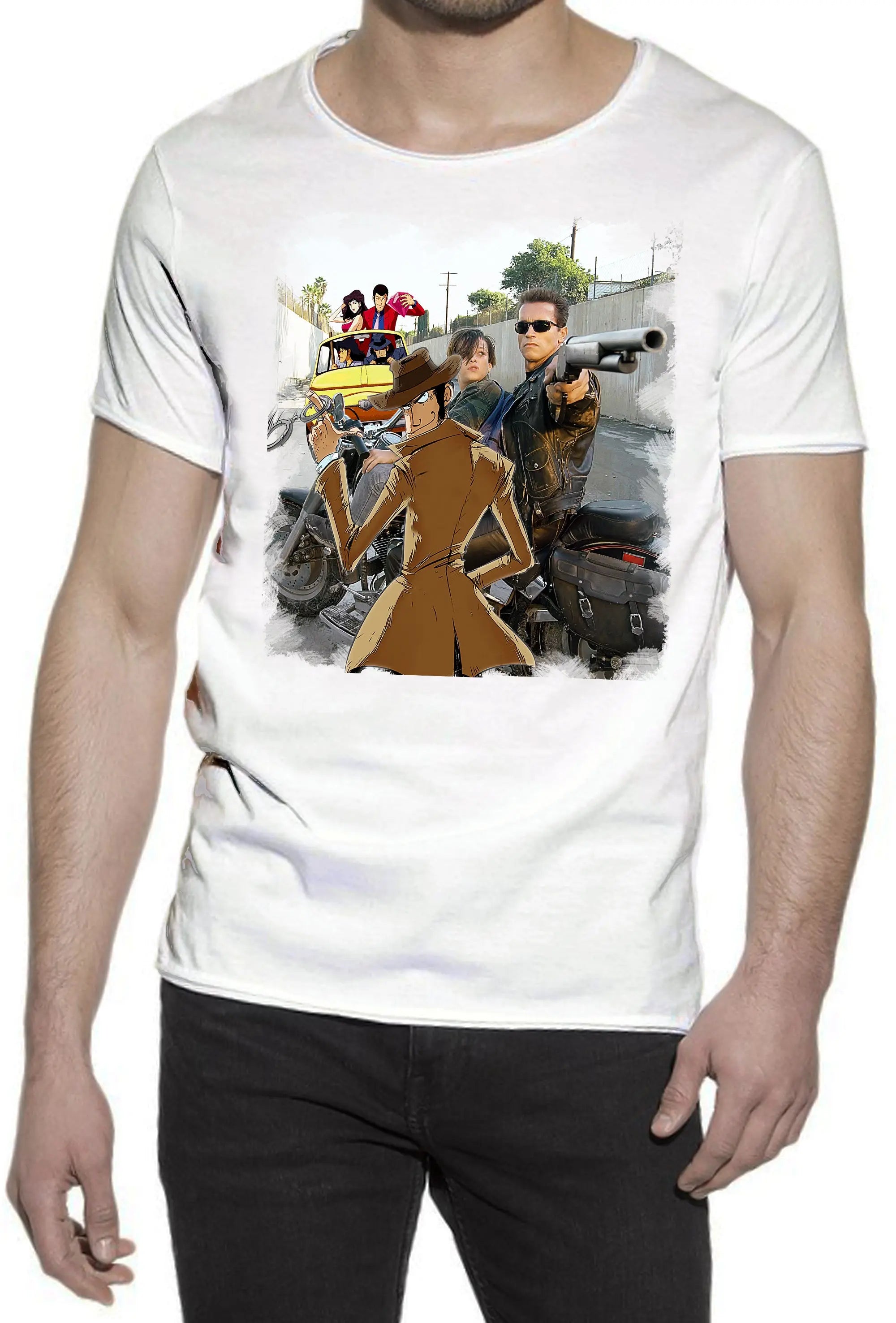 Terminaator Gang Cartoon Fumetti 2103 T-shirt Urban Slub Men Uomo 100% Cotone Fiammato BS-0