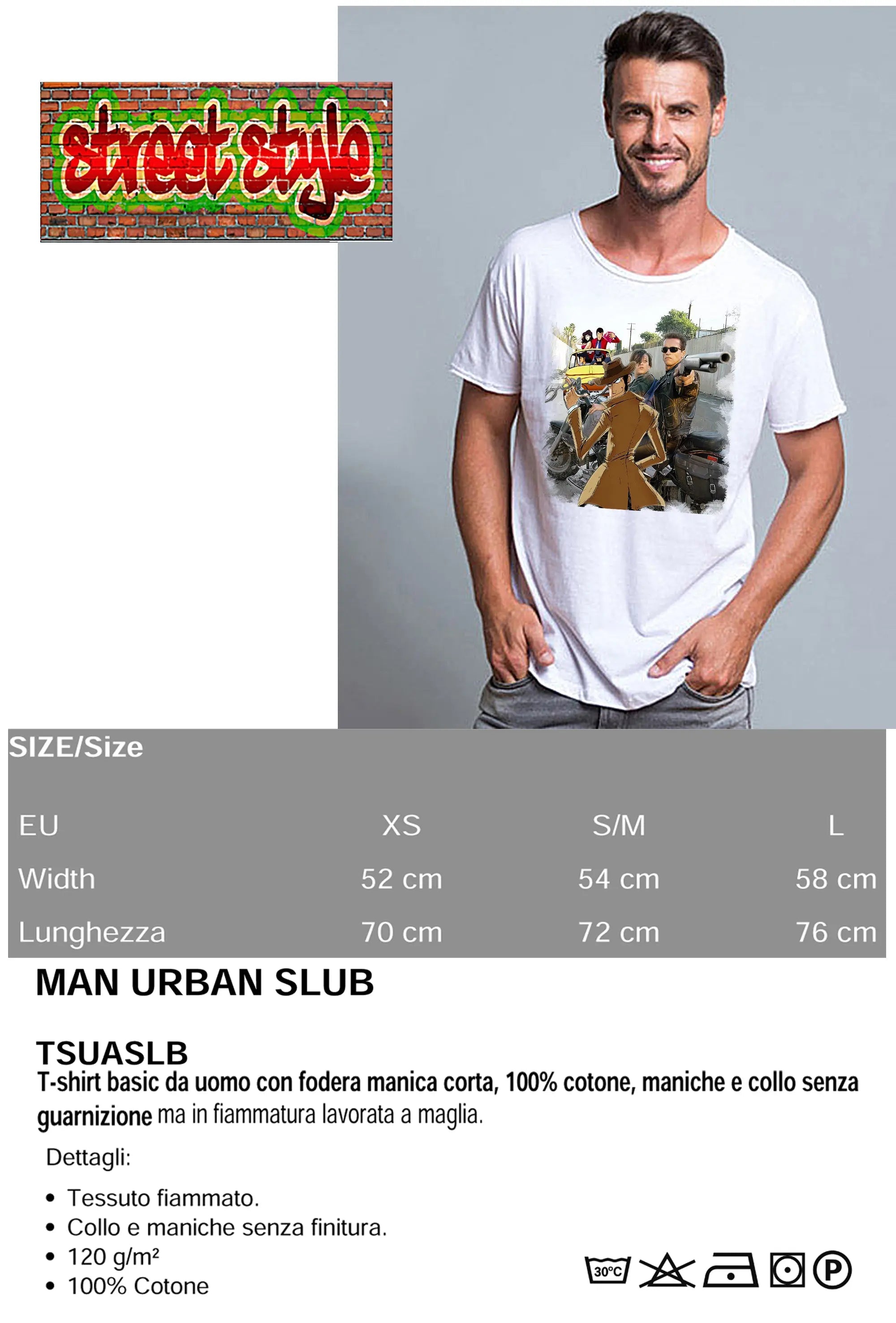 Terminaator Gang Cartoon Fumetti 2103 T-shirt Urban Slub Men Uomo 100% Cotone Fiammato BS-2