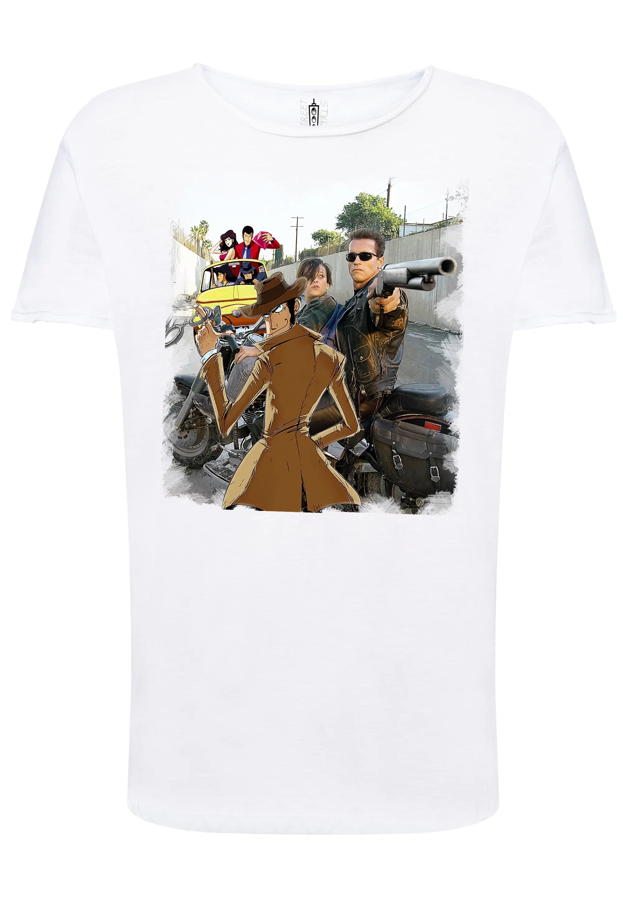 Terminaator Gang Cartoon Fumetti 2103 T-shirt Urban Slub Men Uomo 100% Cotone Fiammato BS-1